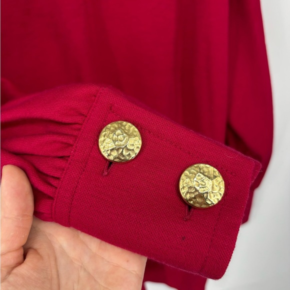 Vintage MaxMara Red Knit Sweater Dress with Gold Buttons Large - Picture 4 of 5